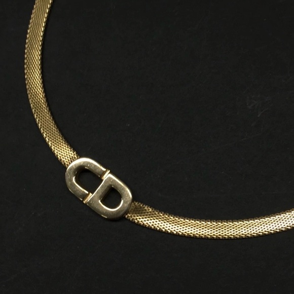 CHRISTIAN DIOR CD Logo Gold Tone Necklace - Picture 6 of 11